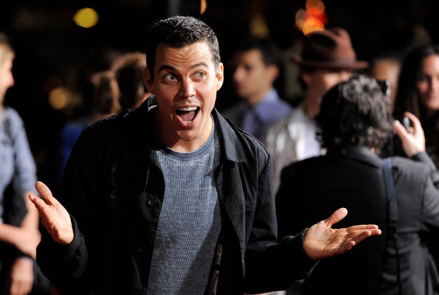 Steve-O, a cast member in "Jackass 3D," poses at the premiere of the film in Los Angeles. Steve-O was arrested on Sunday, Aug. 9, 2015, for climbing a crane in Hollywood in a protest against Seaworld. Los Angeles police said 41-year-old Stephen Glover drew dozens of emergency responders to a construction site where he climbed a crane towering at least 100 feet. Image by AP Photo/Chris Pizzello, File.