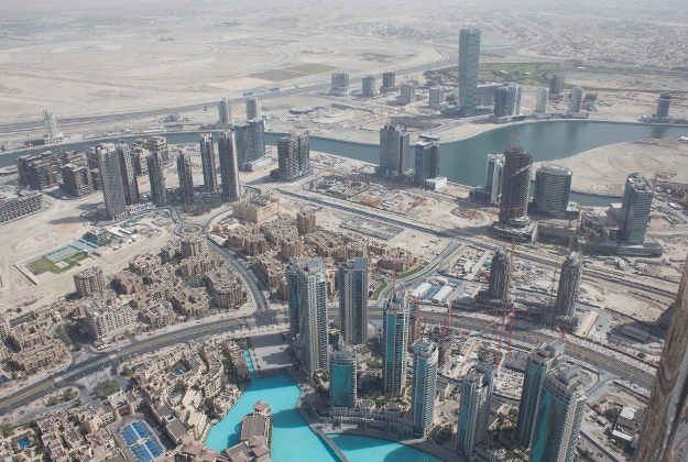 An aerial view of Dubai from the Burj Khalifa.