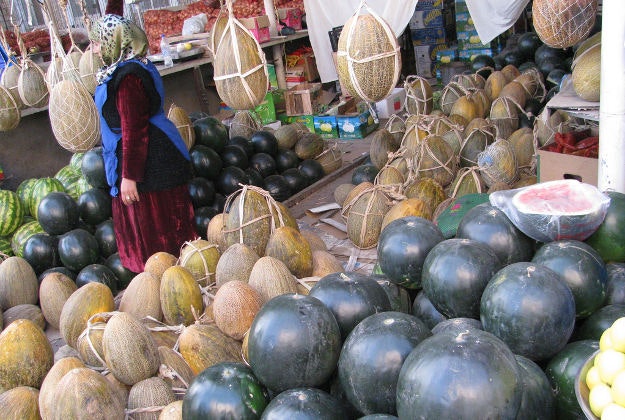 A market stall in Dushanbe.