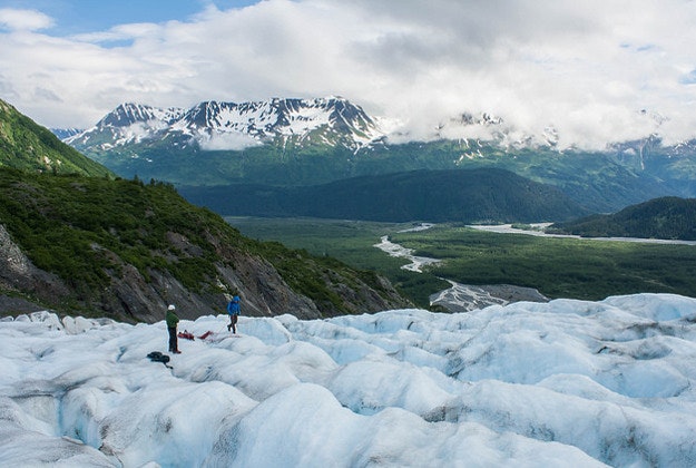 Hikers on Exit Glacier.