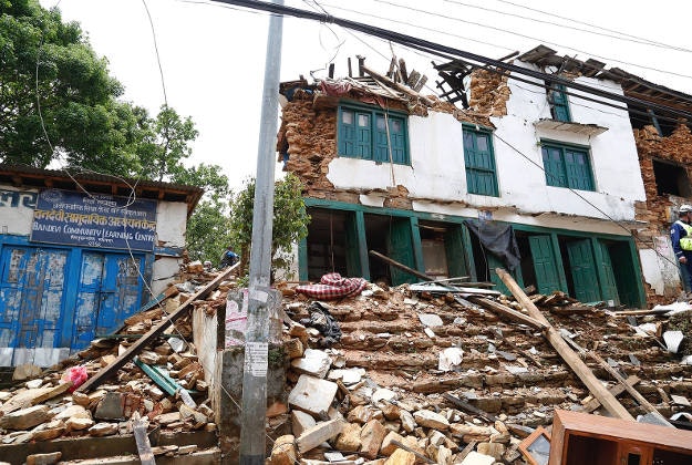 Destruction from the Nepal earthquakes in Chautara.