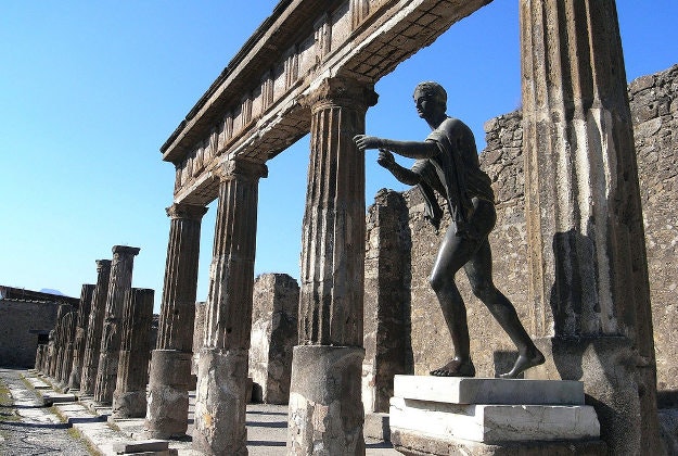 The ruins of a temple in Pompeii.