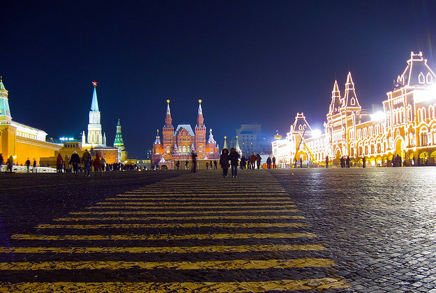 Moscow's Red Square by night.