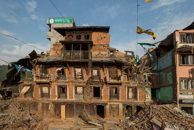 Remains of an old house in Sankhu Bazar, Nepal.