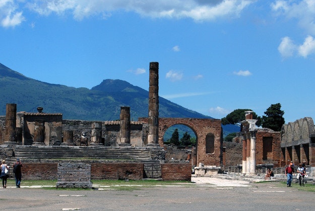Tourists at Pompeii.