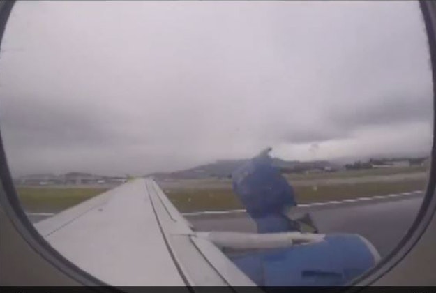 A piece of an airplane engine breaks off of a flight in Chile. 