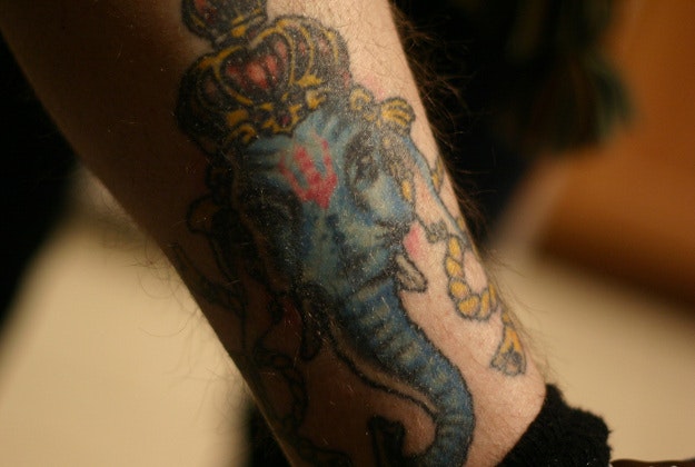 A tattoo of a Hindu god.
