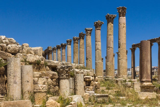 Ancient Jerash in Jordan is a popular tourist site.