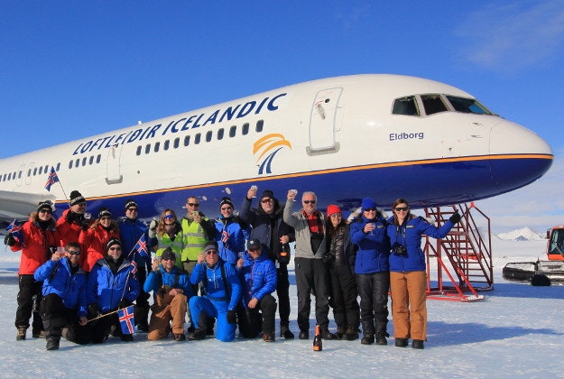A commercial passenger plane has landed at Union Glacier in Antarctica. 