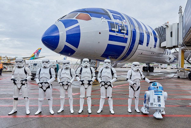 All Nippon Airways Star Wars display at Brussels Airport.