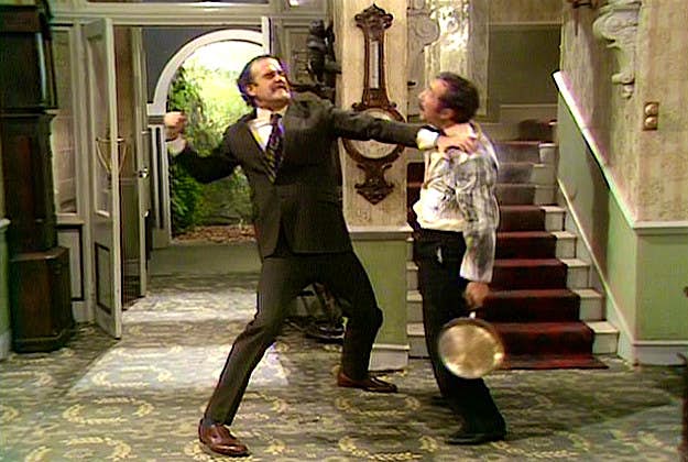 Travel News - Fawlty Towers Insomnia Cured Here John Clees as Basil Fawlty and Andrew Sachs as the hapless Manuel in an episode of Fawlty Towers.
