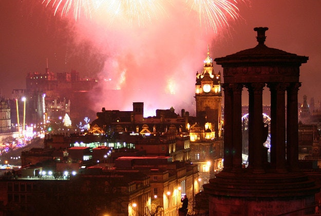 Hogmanay fireworks over Edinburgh.