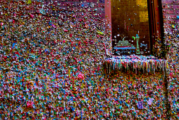 Seattle's gum wall pre-clean.