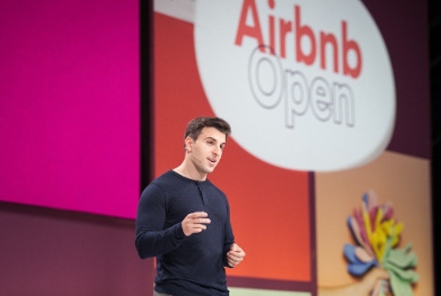 Airbnb CEO Brian Chesky greets 5,000 Airbnb hosts from 110 nationalities attending this year's Airbnb Open in Paris.