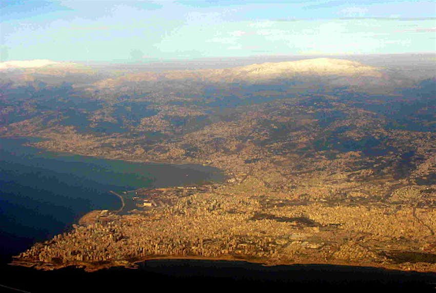 Travel News - airspace View of Beirut from plane