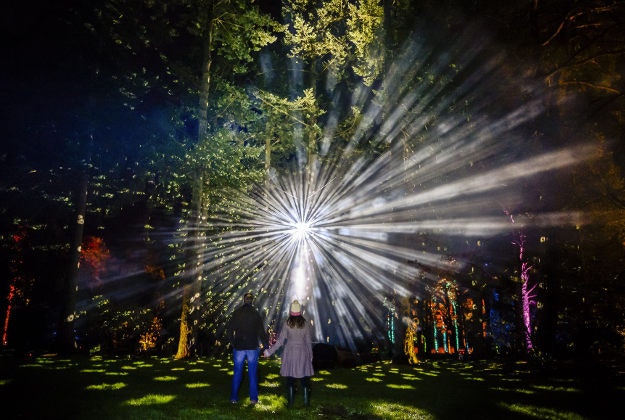 People admire the illuminations at Westonbirt Arboretum, Gloucestershire, which opens on Friday 27th November, as the Forestry Commission’s National Arboretum embraces the festive spirit with its magical Enchanted Christmas event, with an illuminated trail through the trees and woodland.