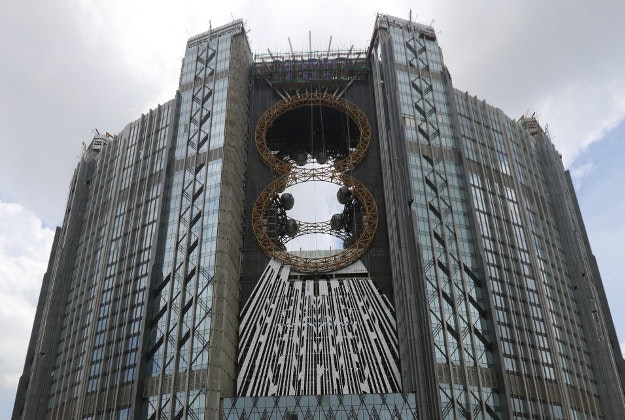 A figure-eight ferris wheel has opened in Macau. 