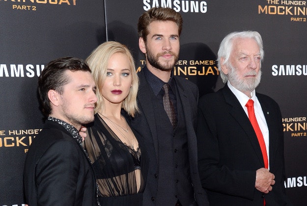 Actors, from left, Josh Hutcherson, Liam Hemsworth, Jennifer Lawrence and Julianne Moore attend a special screening of "The Hunger Games: Mockingjay Part 2" at the AMC Loews Lincoln Square on Wednesday, Nov. 18, 2015, in New York. 
