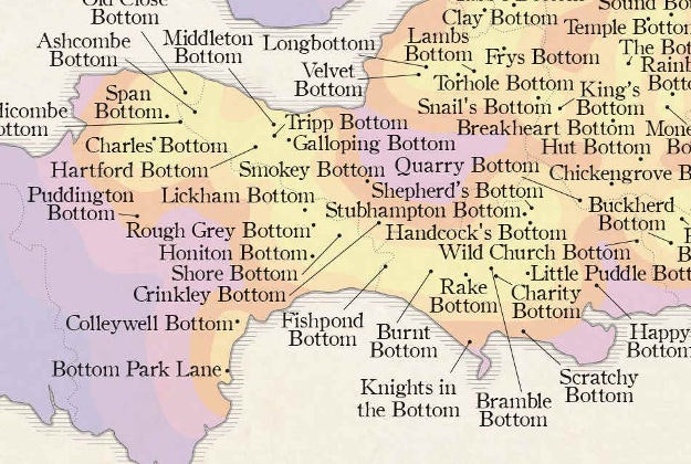 Bottom-themed place names from Strumpshaw, Tincleton, and Giggleswick