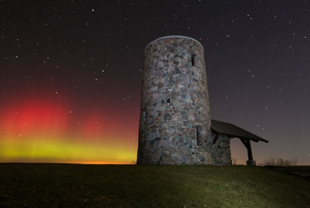 The Northern Lights shine over Pilot Knob State Park near Forest City, Iowa, in the early morning of Tuesday, 3 November. 