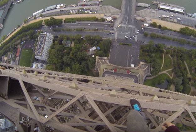 British daredevil James Kingston scaled the Eiffel Tower. 