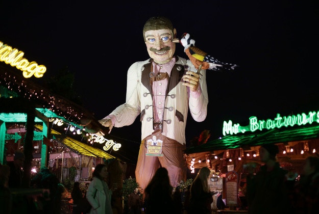 A giant animated model in the Bavarian Village area of Hyde Park Winter Wonderland in London. 