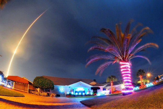 The SpaceX Falcon 9 rocket lifts off over Cocoa Beach, Fla., at Cape Canaveral Air Force Station, Monday, Dec. 21, 2015. The rocket, carrying several communications satellites for Orbcomm, Inc., is the first launch of the rocket since a failed mission to the International Space Station in June. 