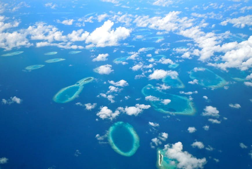 Flying over the Maldives.