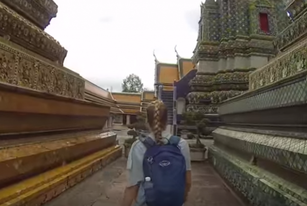 Ida exploring some temples in Southeast Asia. Image by Screengrab via YouTube
