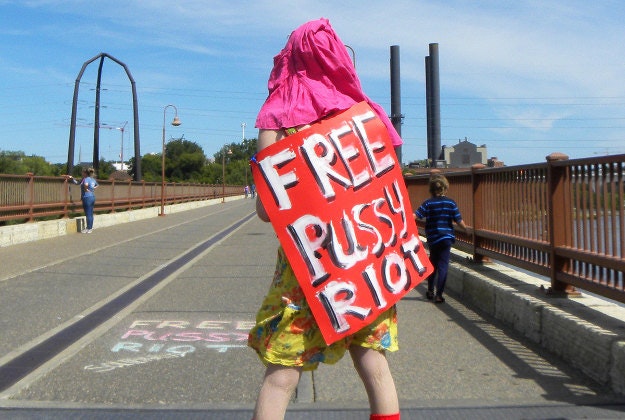 A supporter for the band Pussy Riot.