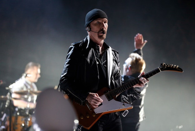 U2?s performance in Paris on Sunday night wasn?t just about music _ it had a mournful tinge, too. Frontman Bono paid respects to 130 people killed by extremists in Paris on Nov. 13, and 14 people killed in a mass shooting last week in California.