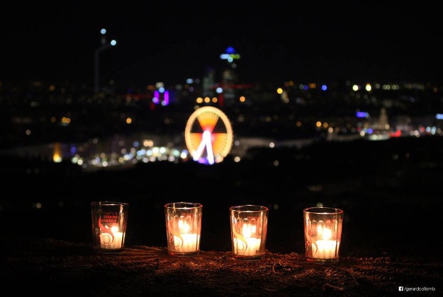 People in Lyon were asked to light candles on 8 December in tribute to the victims of the Paris terror attacks.