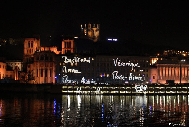 The names of the victims of the Paris terror attacks were projected onto buildings. 