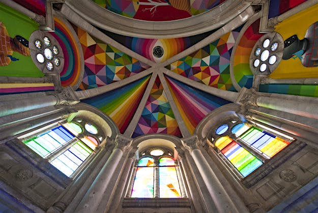 Travel News - skatepark5 Artist Okuda San Miguel’s work adorns a skate park in a former church in Spain.