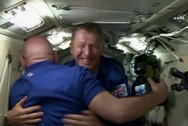 British astronaut Tim Peake enters the International Space Station. 