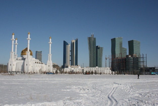A snowy scene in Astana.