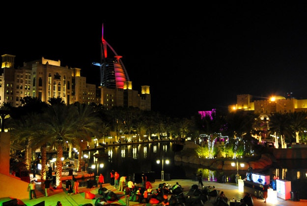 Dubai's Business Bay area at night.