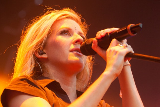 Ellie Goulding singing at a festival in Latvia.