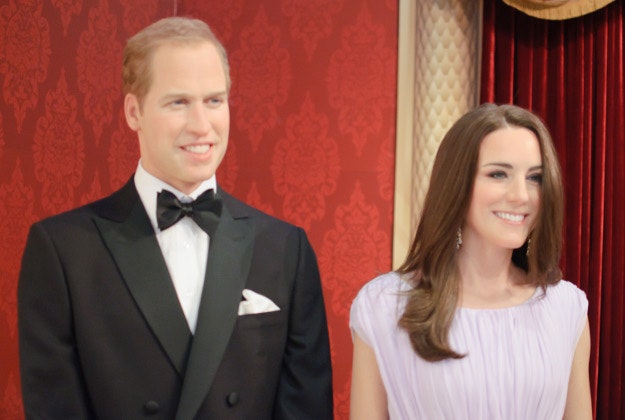 Figures of Prince Williams and Kate Middleton at Madame Tussauds New York.