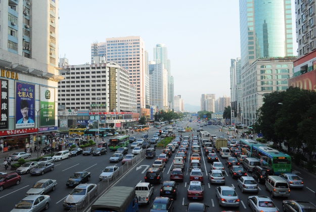 Traffic in Shenzhen, China.