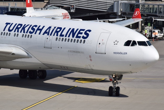 Turkish Airlines cancels flights after storm warning.
