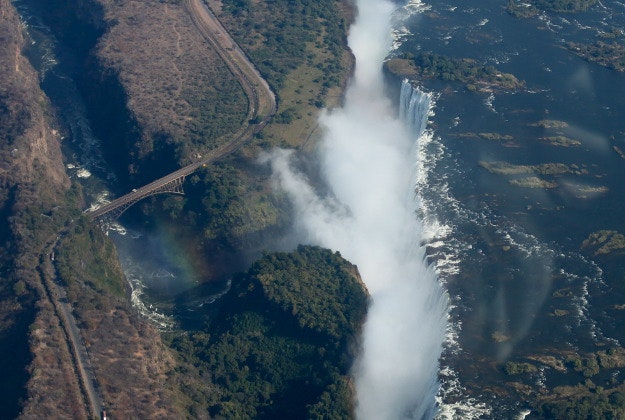 Victoria Falls on the border of Zimbabwe and Zambia.