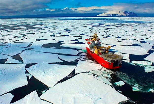 Travel News - boat Royal Navy HMS Protector in the Ross Sea