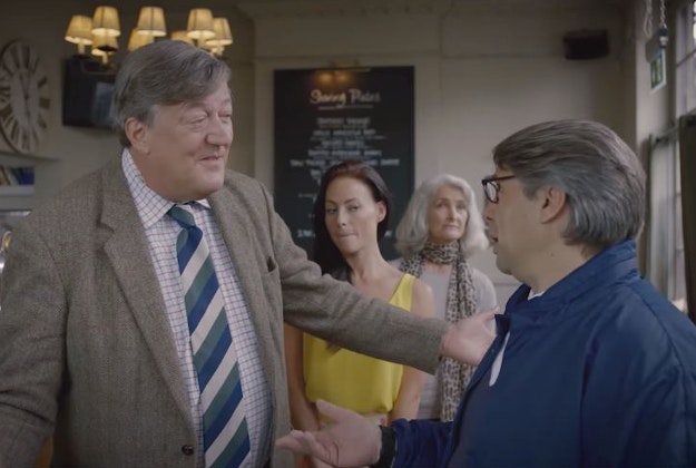 Stephen Fry becomes trapped in an "after you loop".