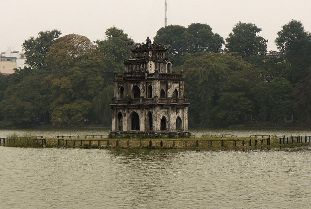 Hoan Kiem Lake in Hanoi, Vietnam. 