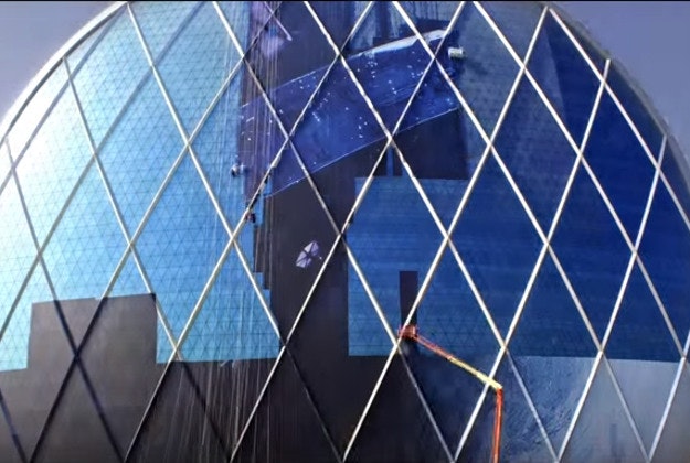 Constructing the 'Starkiller Base' installation. Image by Screengrab via YouTube