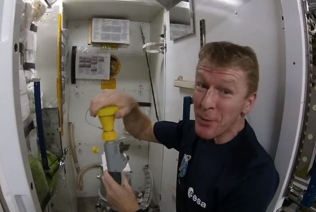 Astronaut Tim Peake show people how to use the loo in space. 
