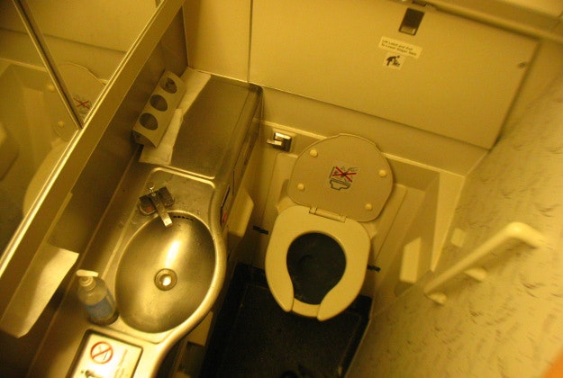 An airplane toilet.