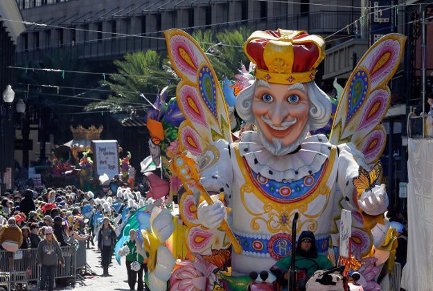 The Rex rolls down St. Charles Avenue toward Canal Street in the New Orleans CBD Tuesday, Feb. 9, 2016. Dressed in elaborate costumes, dancing to the beat of brass bands and clamoring for beads from passing floats, thousands of people gathered in the streets of New Orleans to mark the culmination of the famous Mardi Gras celebration Tuesday. 