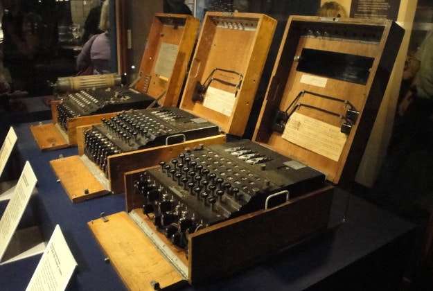 Enigma coding machines.